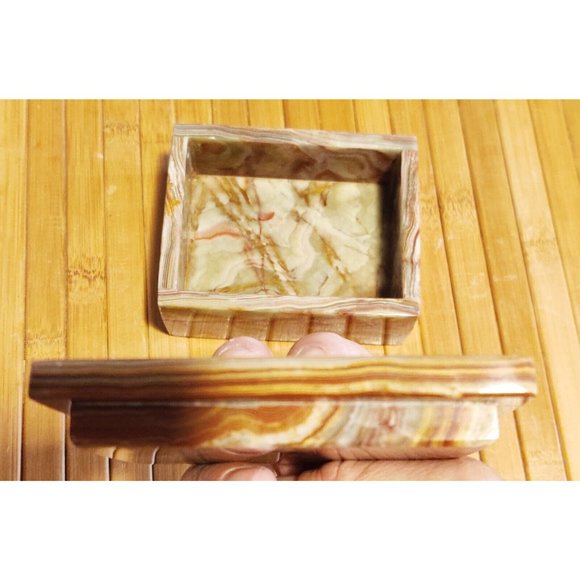 Vtg 1985 EDNA HIBEL Mother And Child Blood Stone Marble Artwork Trinket Box 3x4" - Picture 4 of 11